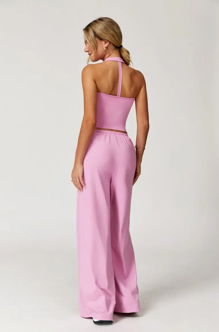 Rose pink women's activewear set, back view
