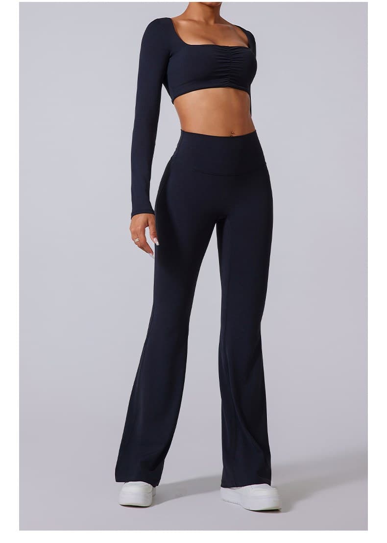 Black women's high-waist brushed flared yoga pants