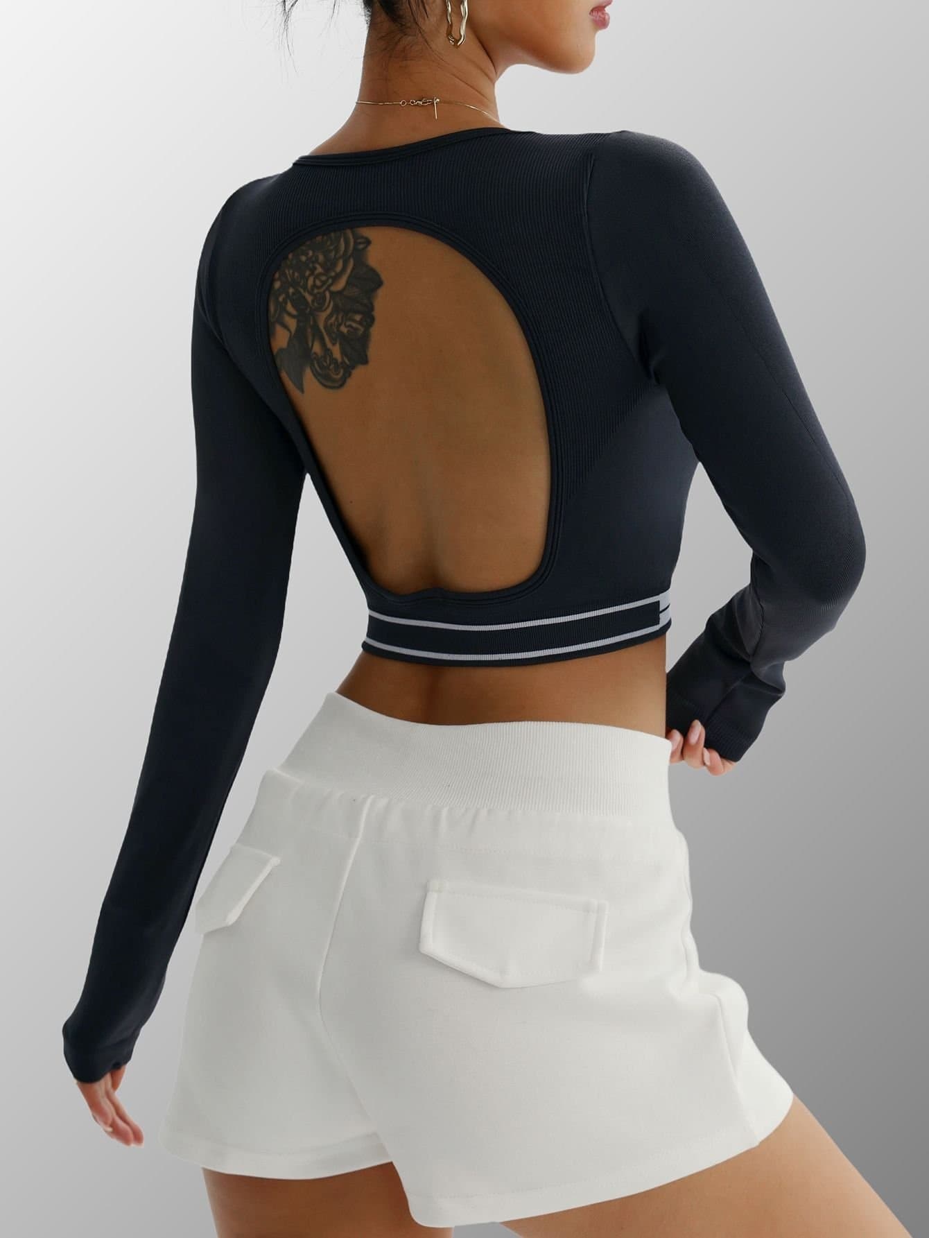 Open-Back Long-Sleeve Training Top - product view 1 - KR02-0024