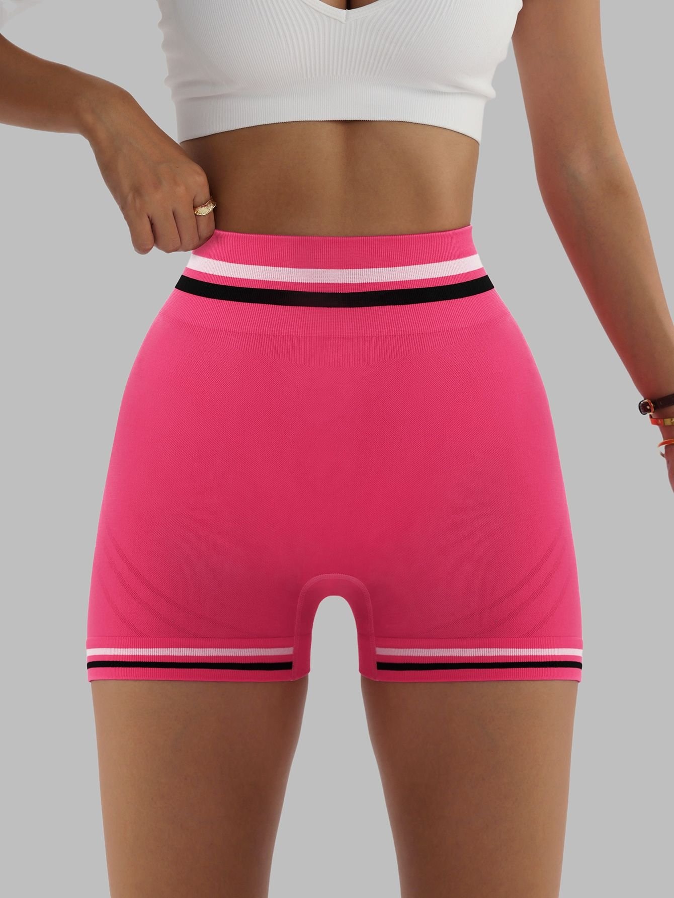 Contrast-Trim Sculpting Shorts - product view 2 - KR02-0009