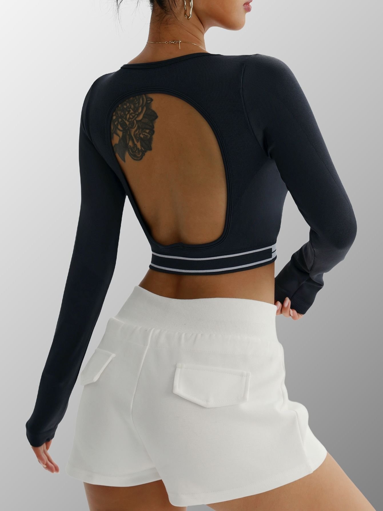 Open-Back Long-Sleeve Training Top - product view 1 - KR02-0024