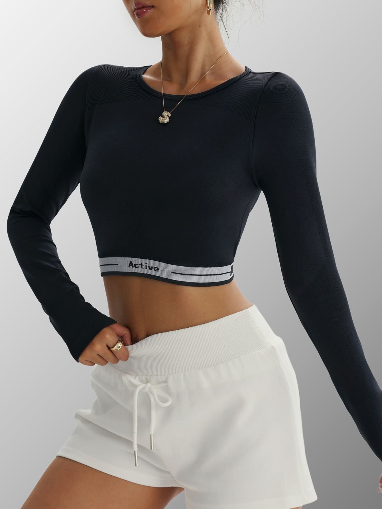 Open-Back Long-Sleeve Training Top - product view 2 - KR02-0024